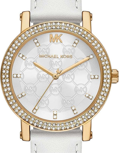 Michael Kors Corey Three-Hand White Leather Women's Watch - MK2985