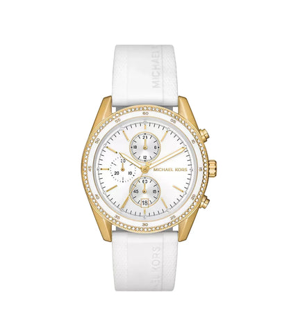 Michael Kors Oversized Hadyn Pavé Gold-Tone and Silicone Women's Watch - MK7484