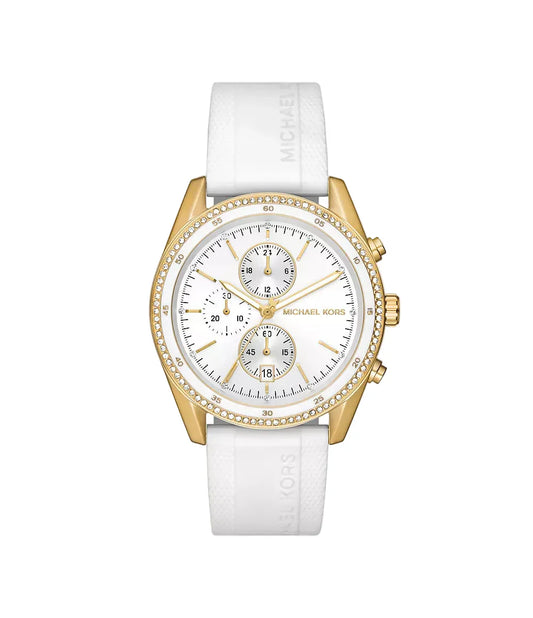 Michael Kors Oversized Hadyn Pavé Gold-Tone and Silicone Women's Watch - MK7484