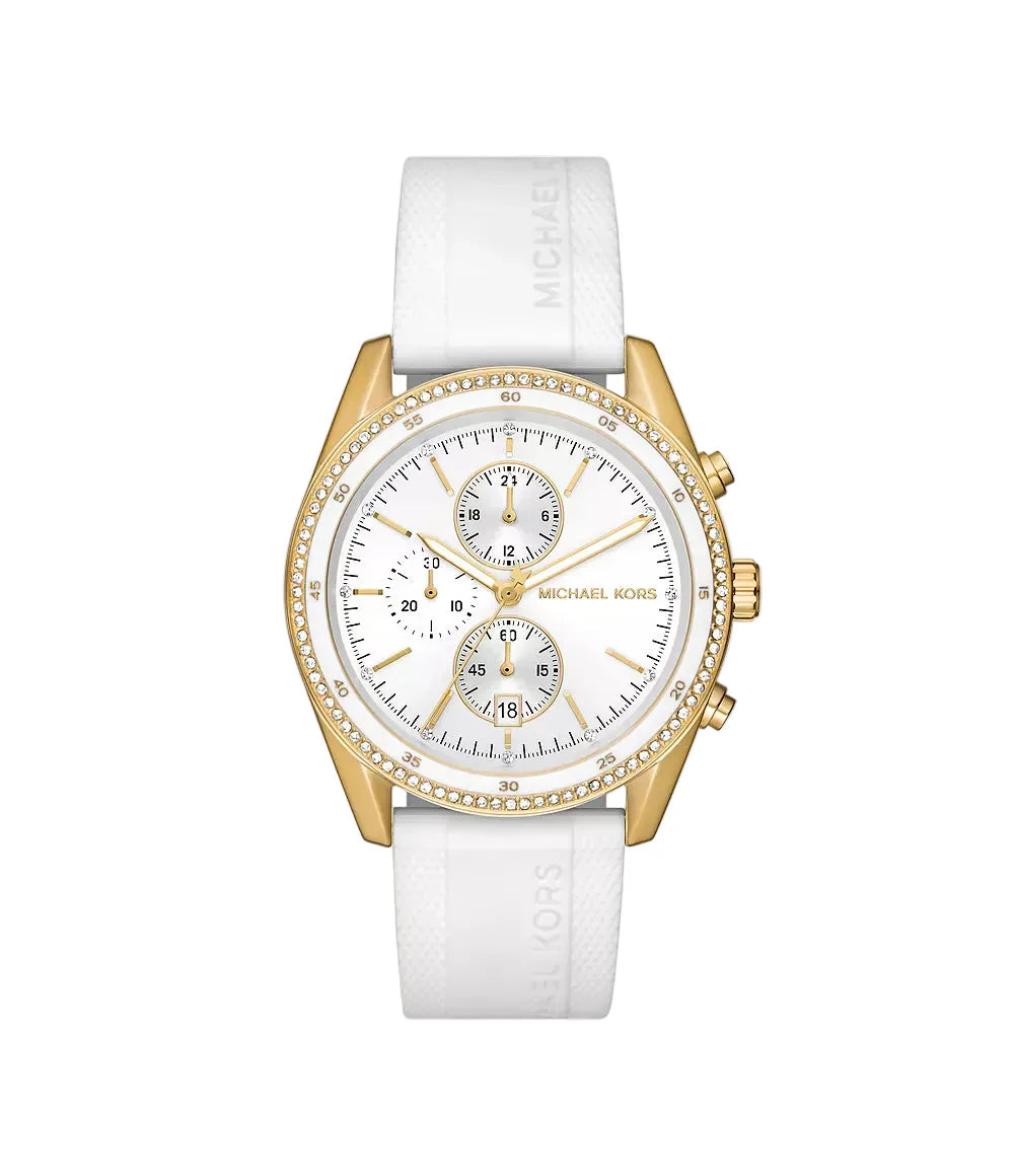 Michael Kors Oversized Hadyn Pavé Gold-Tone and Silicone Women's Watch - MK7484