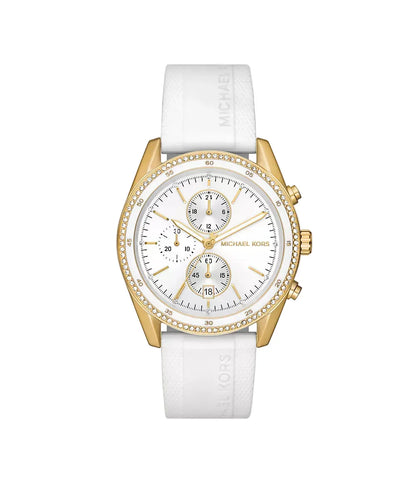 Michael Kors Oversized Hadyn Pavé Gold-Tone and Silicone Women's Watch - MK7484