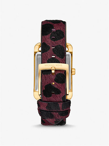 Michael Kors Monroe Gold-Tone and Leopard Print Calf Hair in Plum Women's Watch - MKO1116
