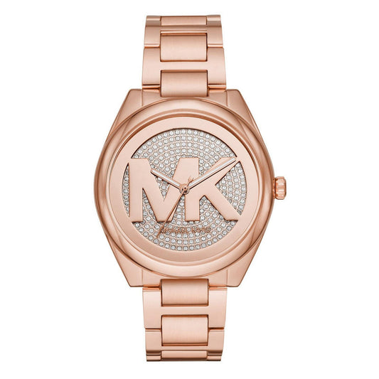 Michael Kors Janelle Rose Gold-Tone Pavé Logo Women's Watch - MK7312
