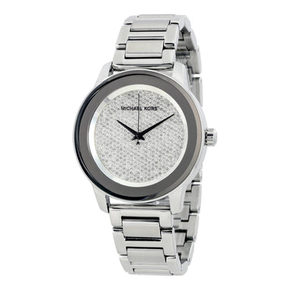 Michael Kors Kinley MK5996 silver-tone men's watch with diamond pave dial