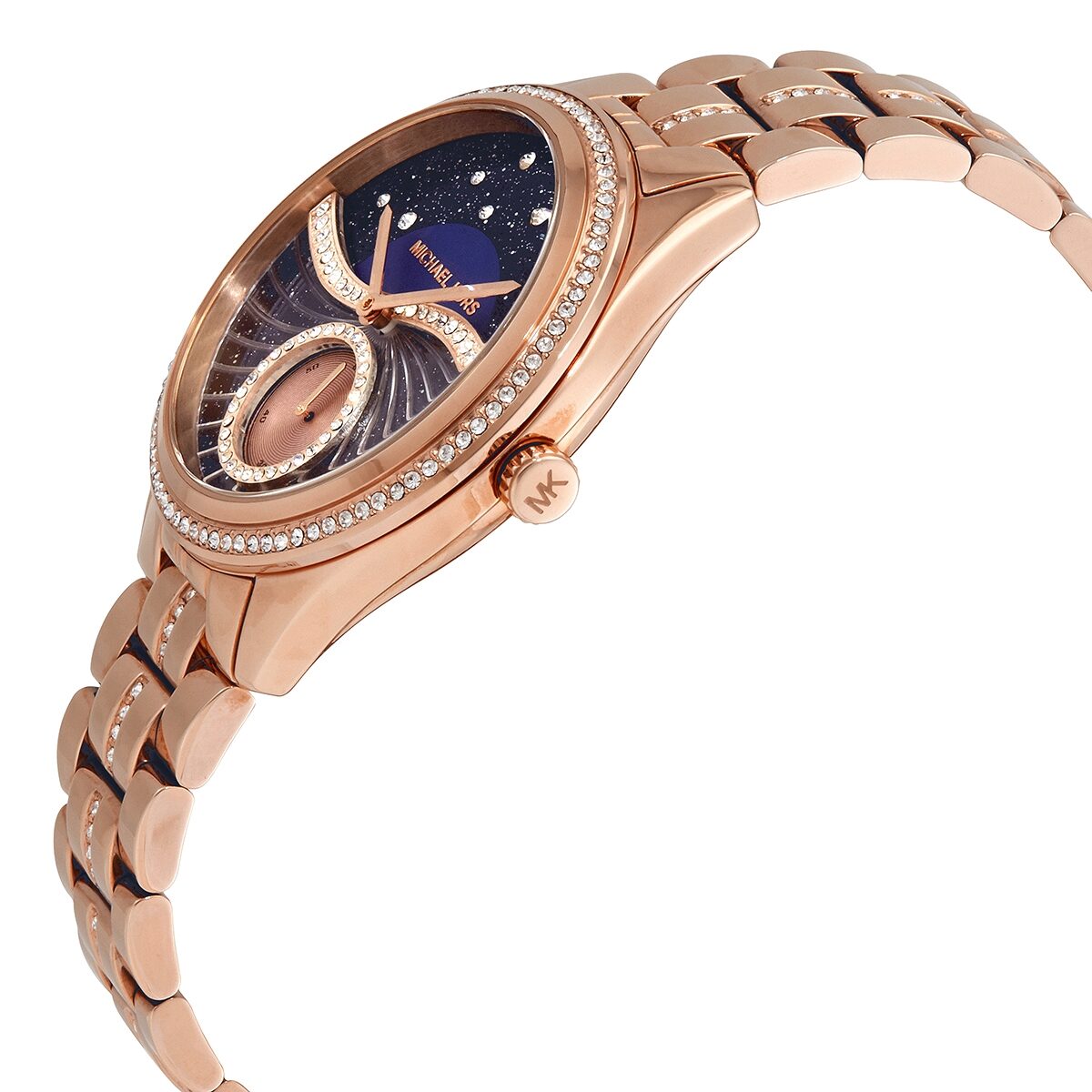 Michael Kors Lauryn Crystal Quartz Black Dial Rose Gold-Tone Watch - MK3723