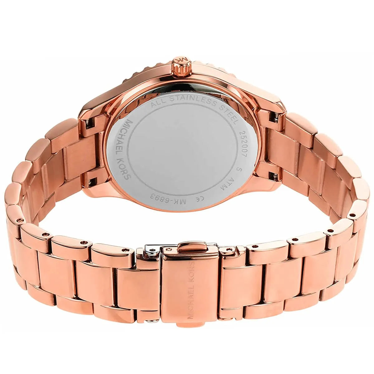 Michael Kors Layton Three Hand Red Dial Rose Gold-Tone Women's Watch - MK6893