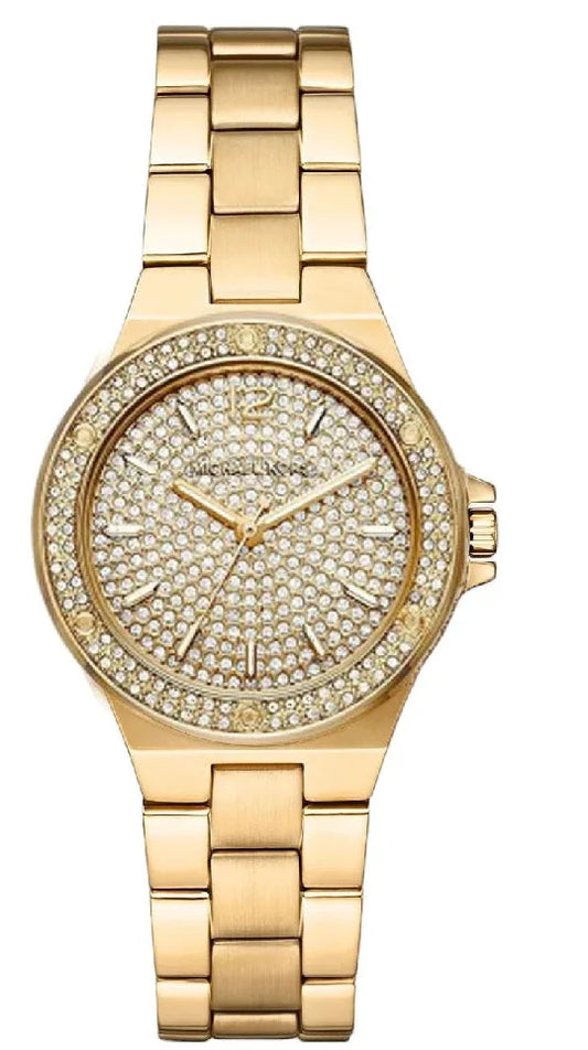 Michael Kors Lennox gold women's watch with crystal-set dial and three-hand movement