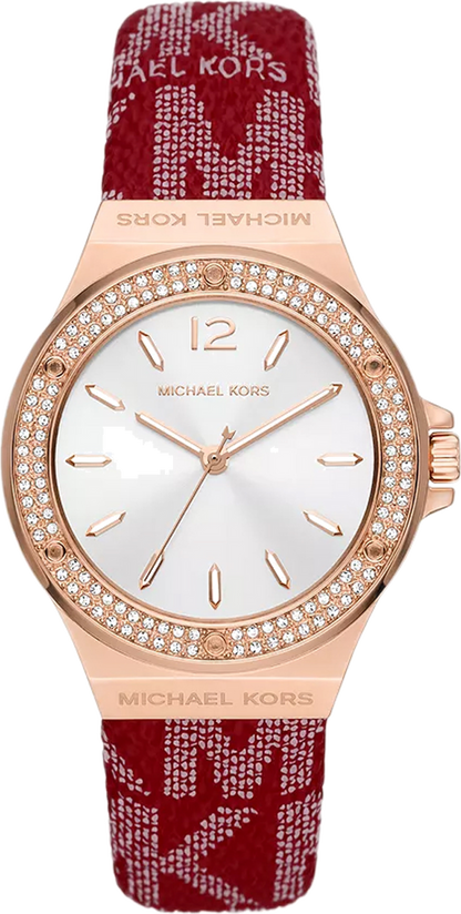 Michael Kors Lennox Pavé Red Genuine Strap Women's Watch - MK7308