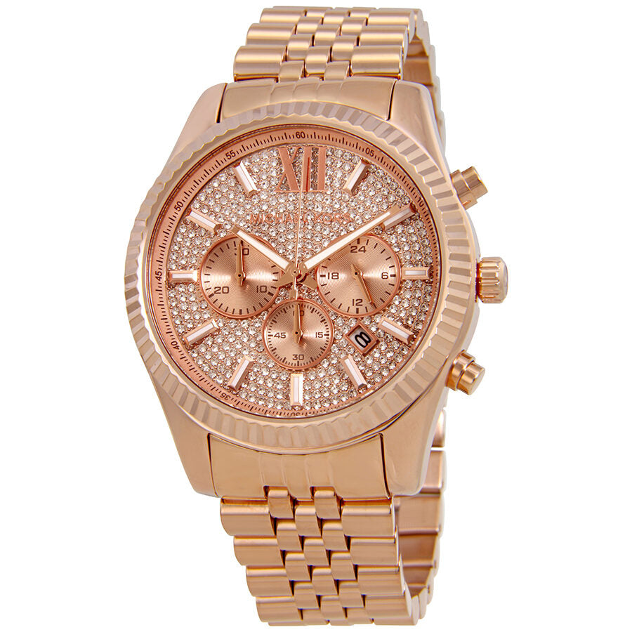 Michael Kors Lexington Chronograph Pave Rose Gold Women's Watch - MK8580
