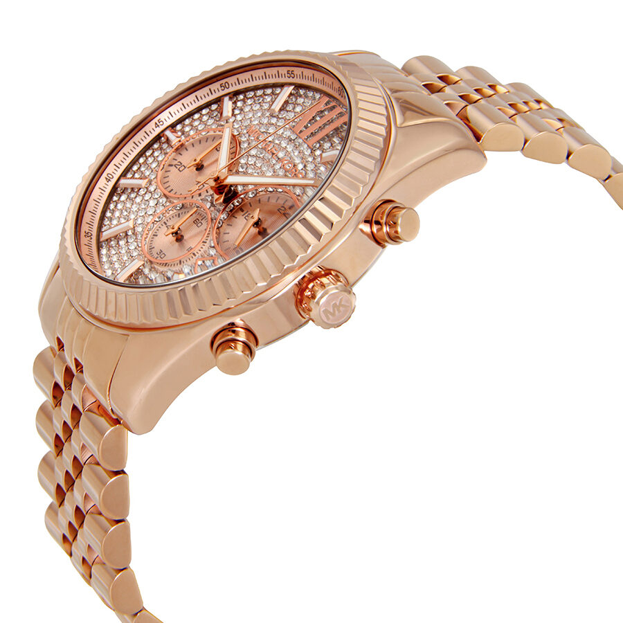 Michael Kors Lexington Crystal All Diamond Pave Dial Chrono Watch MK8580
