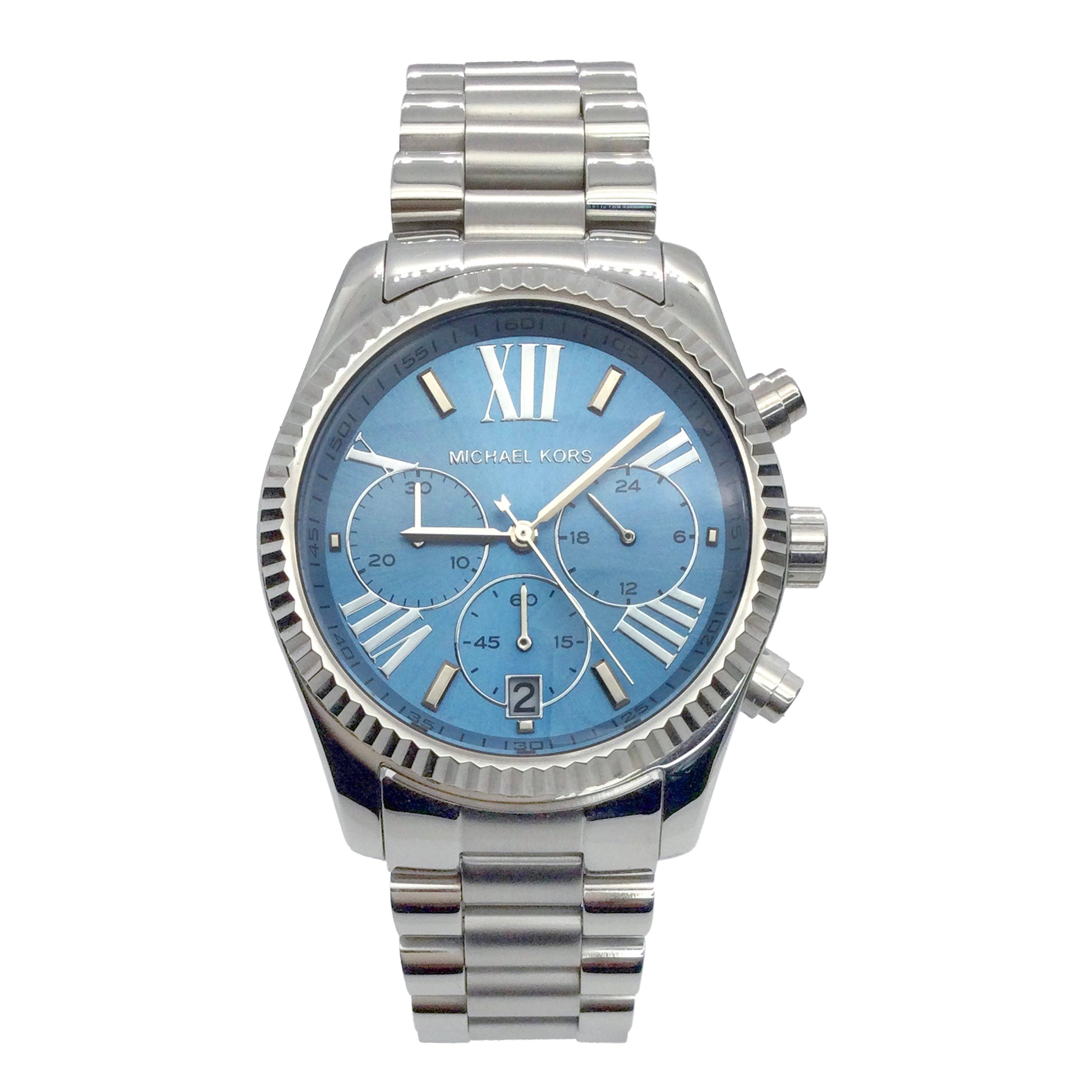 Michael Kors Lexington Blue Dial Silver Unisex Watch - MK5887