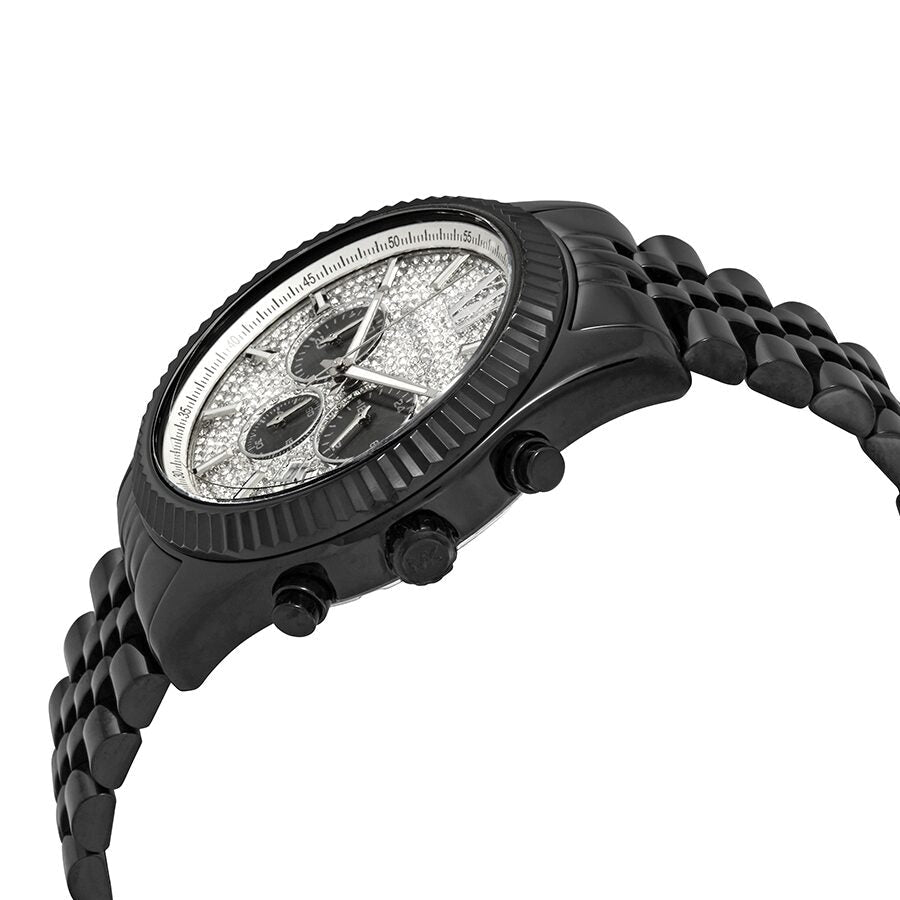 Michael Kors Lexington Chronograph Silver Crystal Pave Dial  Men's Watch MK8605