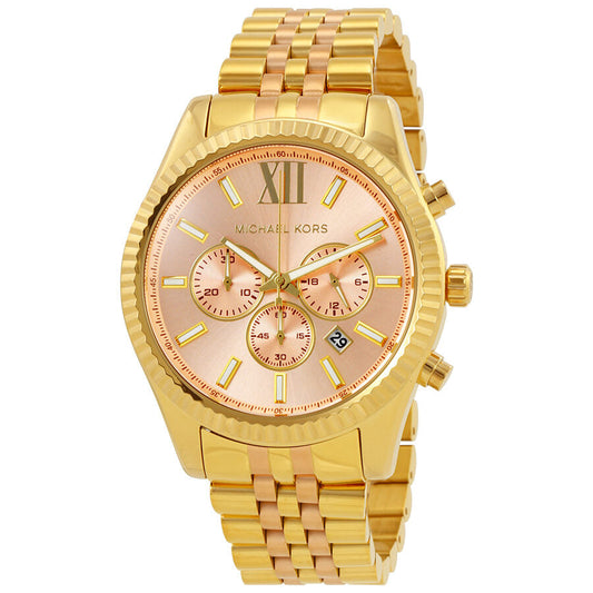 Michael Kors Lexington Rose Gold-tone Dial Ladies Chronograph Watch MK6473