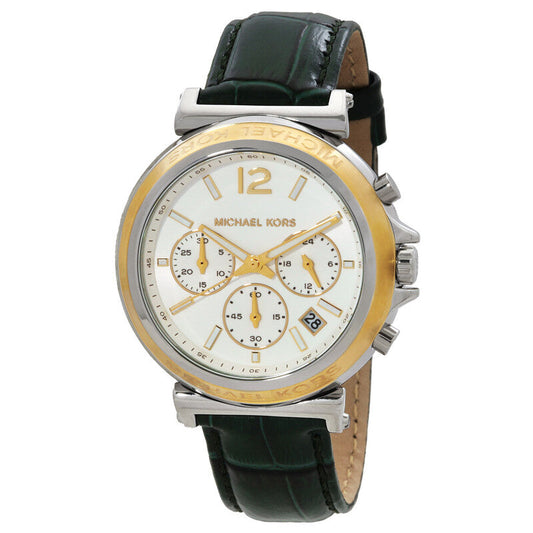 Michael Kors Oversized Maren Chronograph Green Leather Strap Women's Watch - MK7498