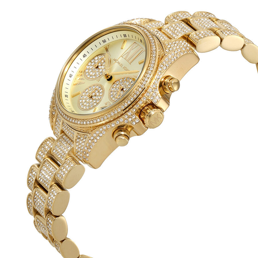 Michael Kors Mini Bradshaw Gold Dial Crystal Pave Ladies Watch MK6494