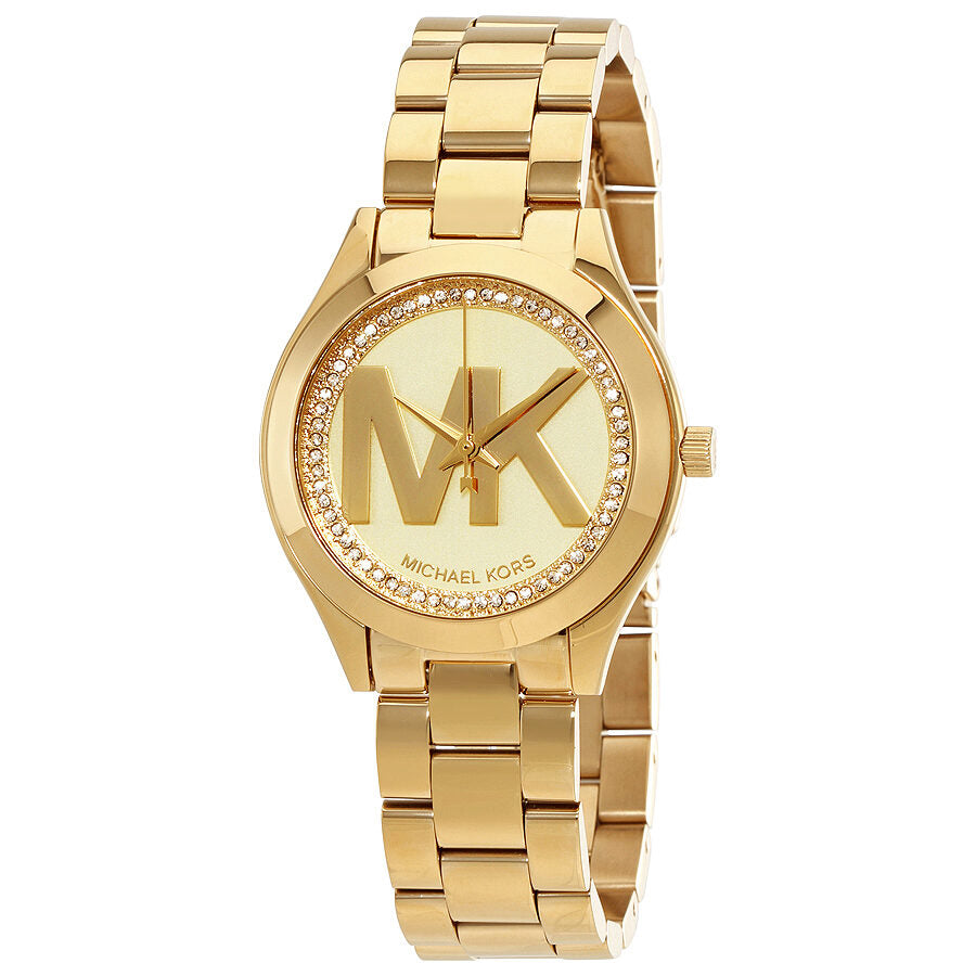 Michael Kors Mini Slim Runway Ladies Gold Tone Watch MK3477
