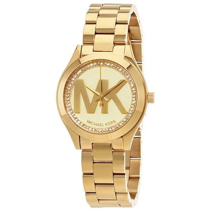 Michael Kors Mini Slim Runway Ladies Gold Tone Watch MK3477