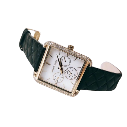 Michael Kors Drew Quartz MOP Dial and Black Leather Strap Women's Watch - MK2769