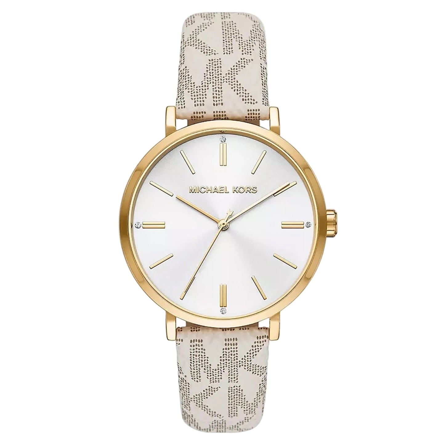 Michael Kors Addyson Silver Dial Beige Genuine Leather Women's Watch - MK2946