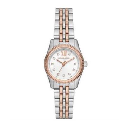 Michael Kors Lexington Three-Hand White Dial Two Tone Steel Strap Watch for Women - MK4817