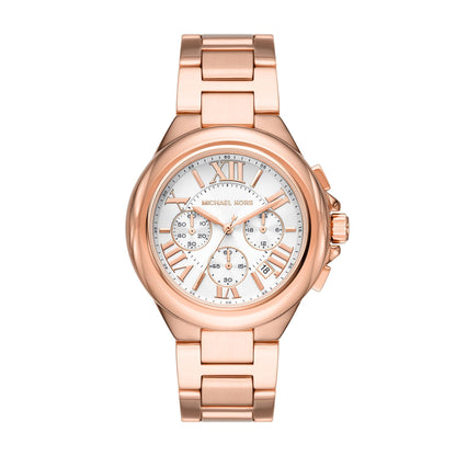 Michael Kors Camille Chronograph White Dial Rose-gold Women's Watch - MK7271