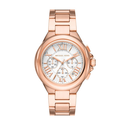 Michael Kors Camille Chronograph White Dial Rose-gold Women's Watch - MK7271