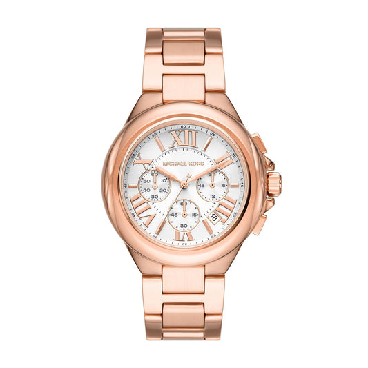 Michael Kors Camille Chronograph White Dial Rose-gold Women's Watch - MK7271