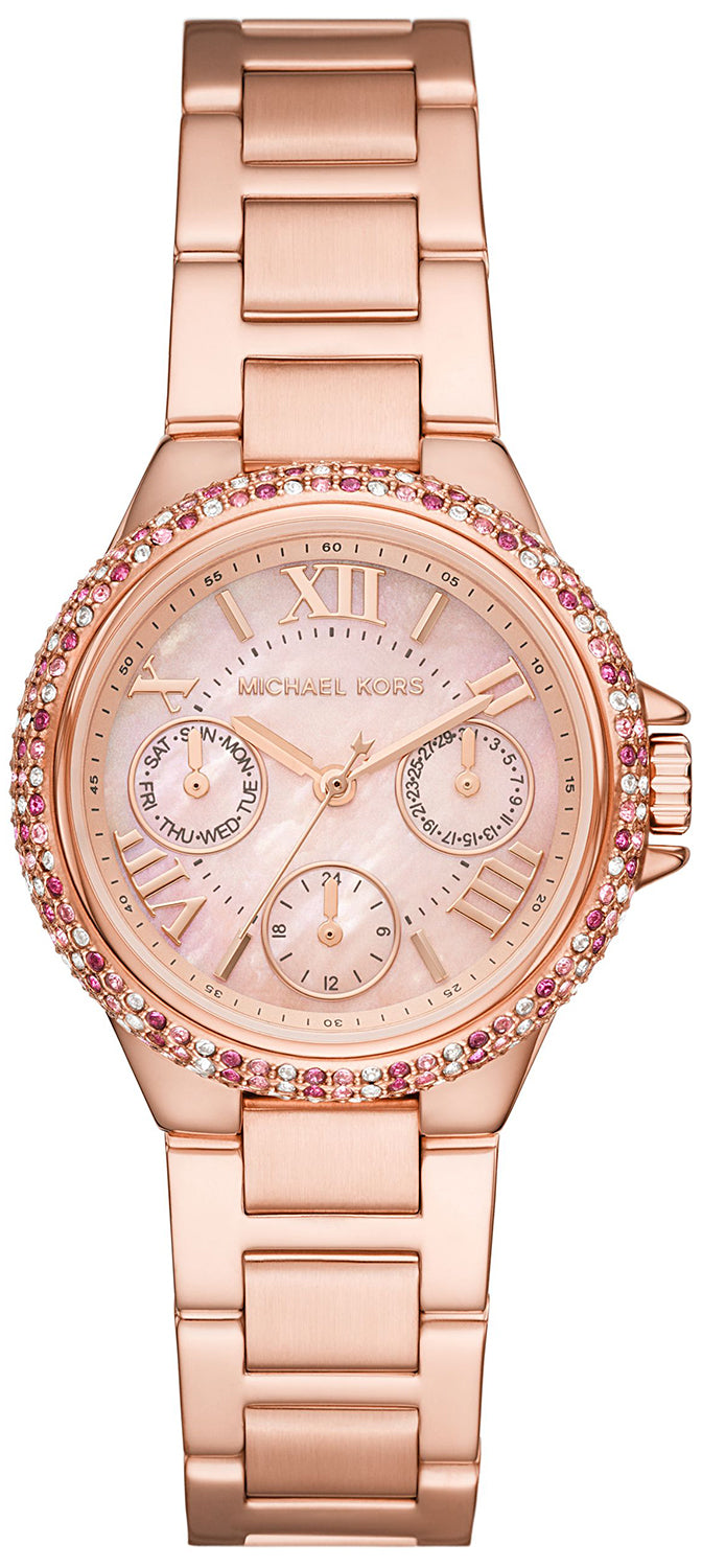 Michael Kors Mini Camille Multifunction Pink MOP Dial Rose Gold Women's Watch - MK7273