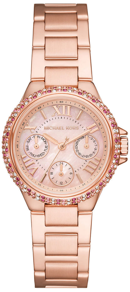 Michael Kors Mini Camille Multifunction Pink MOP Dial Rose Gold Women's Watch - MK7273