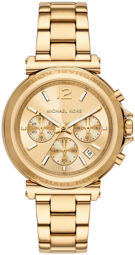 Michael Kors Maren MK7493 gold-tone women's chronograph watch with dial and bracelet