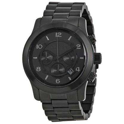 Michael Kors MK8157 black chronograph watch with oversized dial and stainless steel bracelet