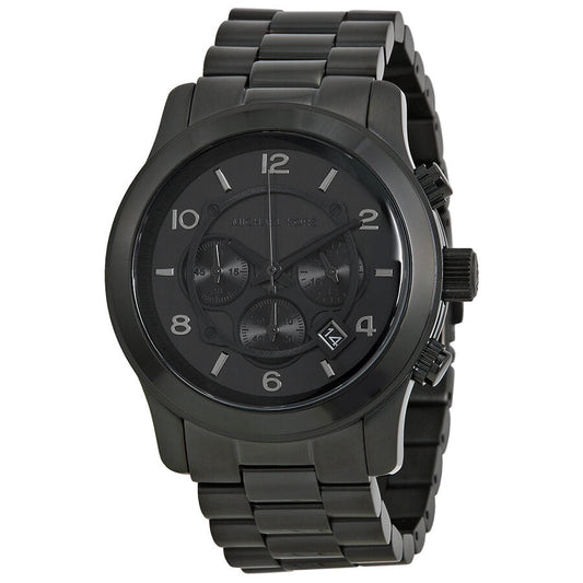 Michael Kors MK8157 black chronograph watch with oversized dial and stainless steel bracelet