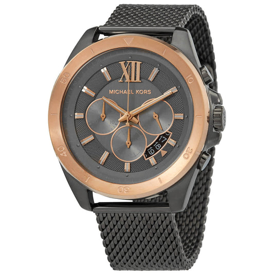 Michael Kors Brecken Chronograph Grey Dial Black Mesh Men's Watch - MK8868