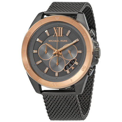 Michael Kors Brecken Chronograph Grey Dial Black Mesh Men's Watch - MK8868