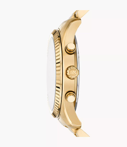 Side view of Michael Kors MK9153 watch showing gold case profile and crown