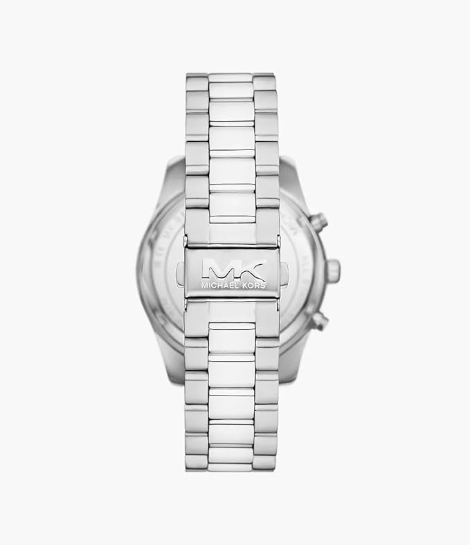 Michael Kors MK9165 caseback showing silver stainless steel band and case