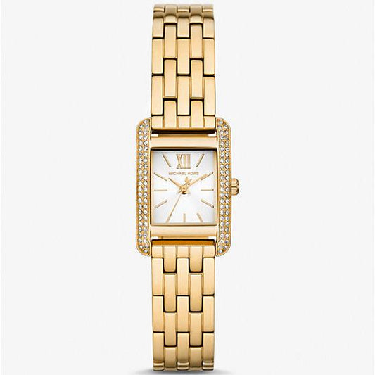 Michael Kors Monroe Pave Crystals White Dial Gold Steel Strap Watch for Women - MKO1034