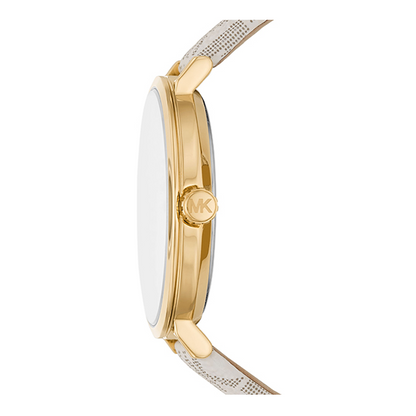 Michael Kors Addyson Silver Dial Beige Genuine Leather Women's Watch - MK2946