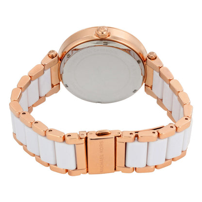 Michael Kors Parker Rose Gold-Tone and White Acetate Women's Watch - MK6365