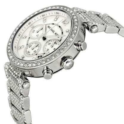 Michael Kors Parker Silver-Tone Crystal Chronograph Women's Watch - MK5572
