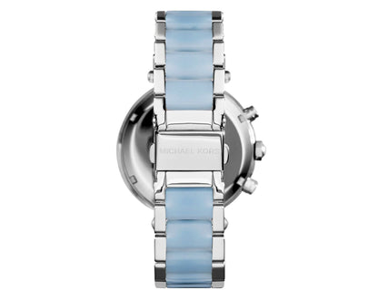 Michael Kors Parker White Dial Silver and Blue Acetate Women's Watch - MK6138