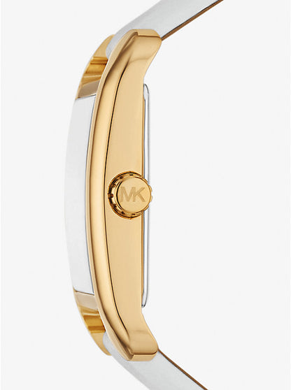 Michael Kors Petite Quartz White Dial White Leather Strap Women's Watch- MKO1059
