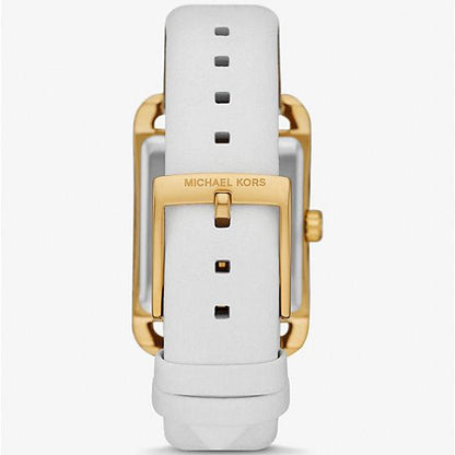 Michael Kors Petite Quartz White Dial White Leather Strap Women's Watch- MKO1059