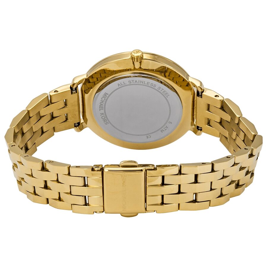 Back caseback view of Michael Kors Pyper ladies watch with stainless steel case