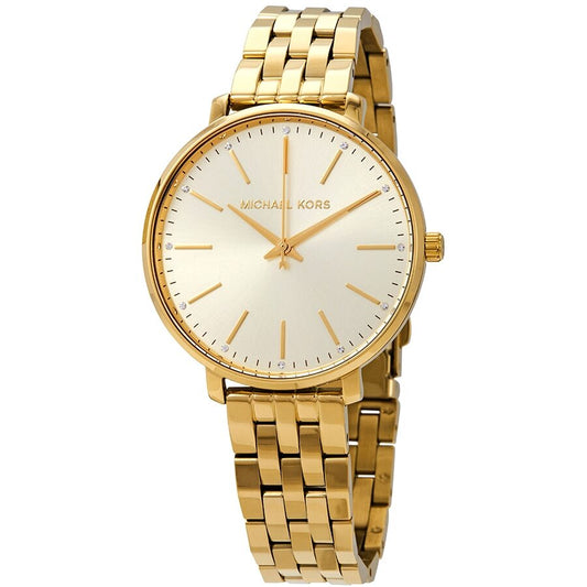 Michael Kors Pyper Crystal ladies watch with yellow gold-tone dial and matching bracelet