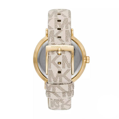 Michael Kors Addyson Silver Dial Beige Genuine Leather Women's Watch - MK2946