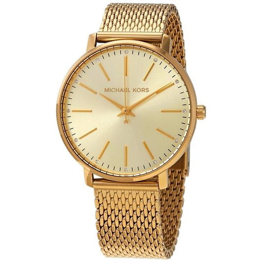 Michael Kors Pyper Quartz Crystal Gold Dial Ladies Watch MK4339