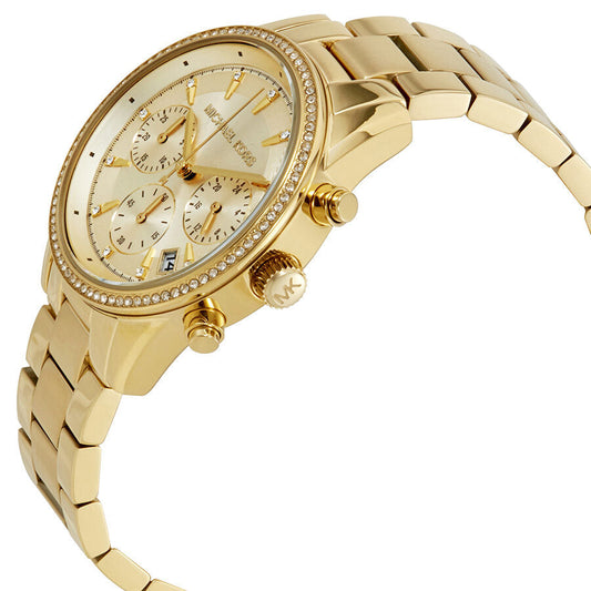 Michael Kors Ritz Chronograph Gold Dial Ladies Watch MK6356