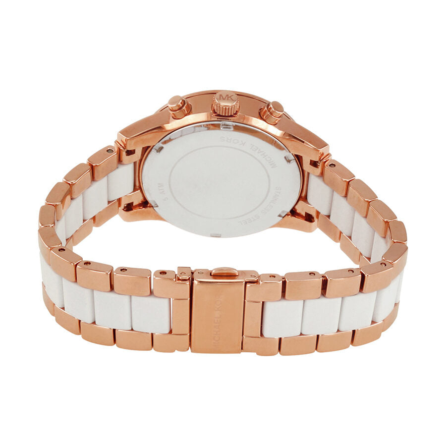 Michael Kors Ritz Chronograph White Dial Rose Gold and Acetate Women's Watch - MK6324