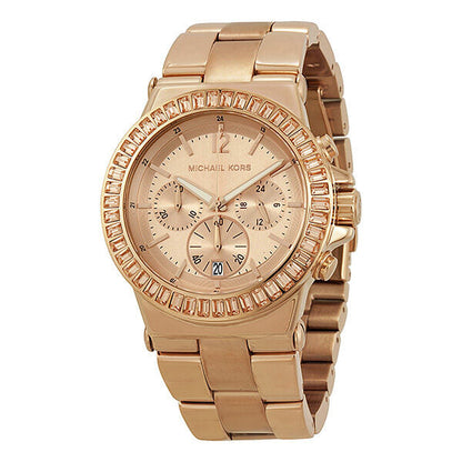 Michael Kors Rose Gold-tone Baguette Bezel Chronograph Ladies Watch MK5412
